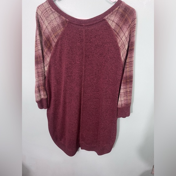 Maurices Burgundy Plaid Sweater - Picture 9 of 9